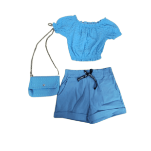 conjunto con bolsito azul